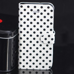 Wallet Style Polka Dot PU Leather Stand Case with Card Slots for iPhone 5
